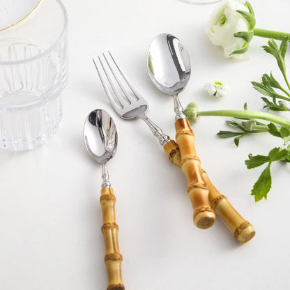 Zovaco Takumi Bamboo Cutlery Set - 304 Food-Grade Stainless Steel Flatware with Natural Wood Handles