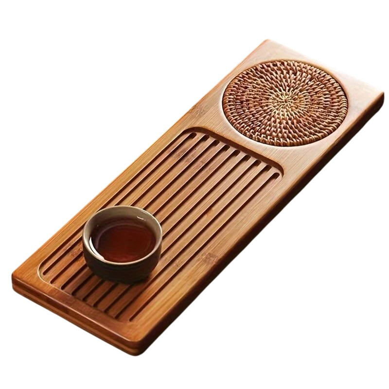 Zovaco Bamboo Tea Tray - Gongfu Style Drainage Board for Traditional Tea Ceremony & Daily Rituals