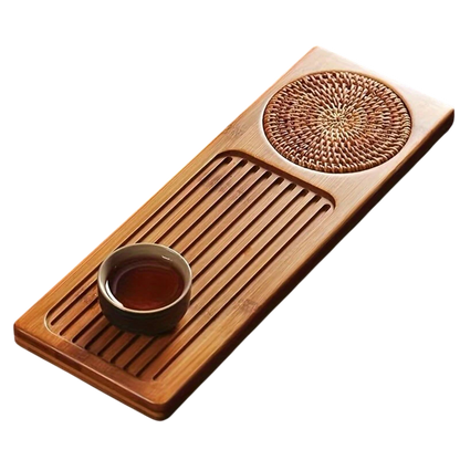 Zovaco Bamboo Tea Tray - Gongfu Style Drainage Board for Traditional Tea Ceremony & Daily Rituals
