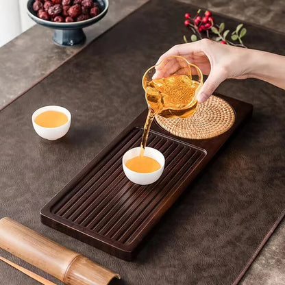Zovaco Bamboo Tea Tray - Gongfu Style Drainage Board for Traditional Tea Ceremony & Daily Rituals