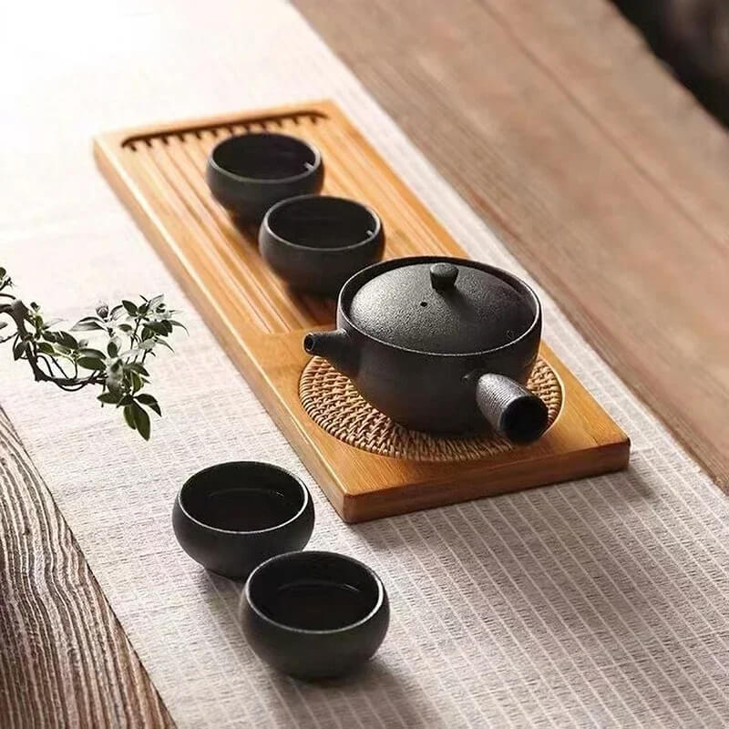 Zovaco Bamboo Tea Tray - Gongfu Style Drainage Board for Traditional Tea Ceremony & Daily Rituals