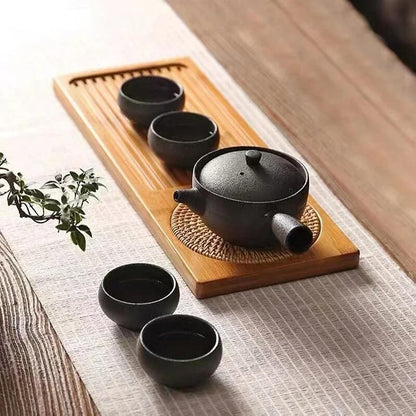 Zovaco Bamboo Tea Tray - Gongfu Style Drainage Board for Traditional Tea Ceremony & Daily Rituals