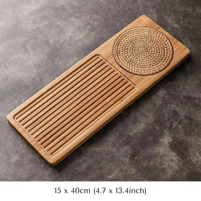 Zovaco Bamboo Tea Tray - Gongfu Style Drainage Board for Traditional Tea Ceremony & Daily Rituals