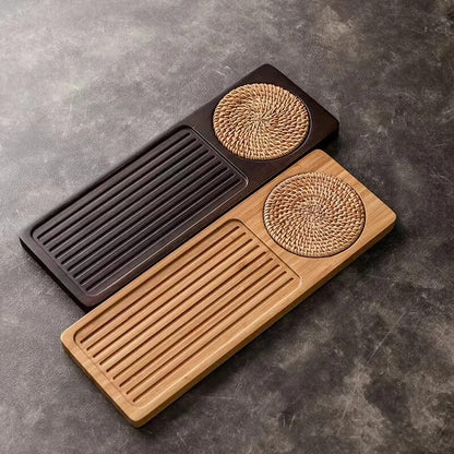 Zovaco Bamboo Tea Tray - Gongfu Style Drainage Board for Traditional Tea Ceremony & Daily Rituals