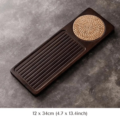Zovaco Bamboo Tea Tray - Gongfu Style Drainage Board for Traditional Tea Ceremony & Daily Rituals