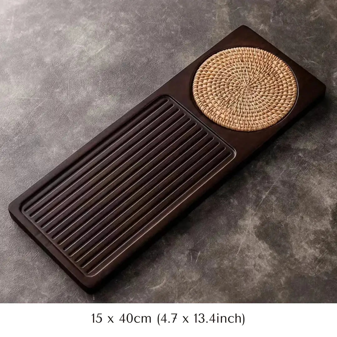 Zovaco Bamboo Tea Tray - Gongfu Style Drainage Board for Traditional Tea Ceremony & Daily Rituals
