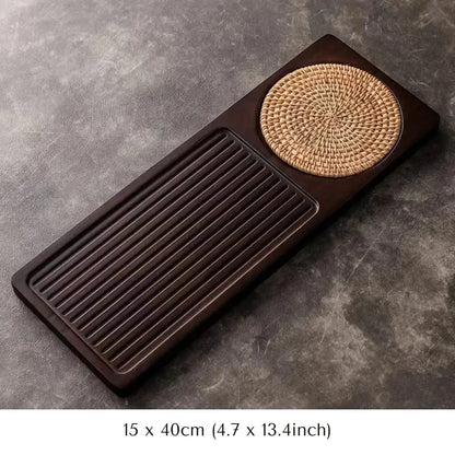 Zovaco Bamboo Tea Tray - Gongfu Style Drainage Board for Traditional Tea Ceremony & Daily Rituals