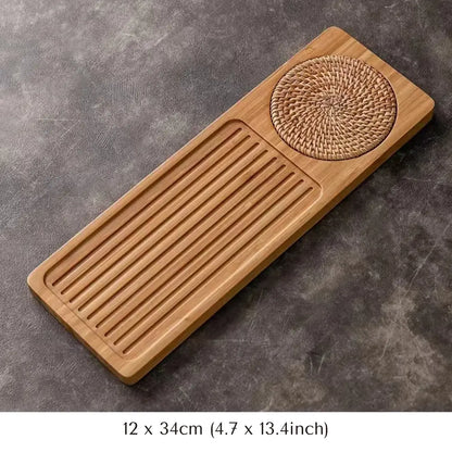 Zovaco Bamboo Tea Tray - Gongfu Style Drainage Board for Traditional Tea Ceremony & Daily Rituals