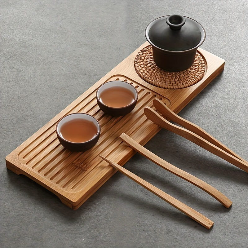 Zovaco Bamboo Tea Tray - Gongfu Style Drainage Board for Traditional Tea Ceremony & Daily Rituals